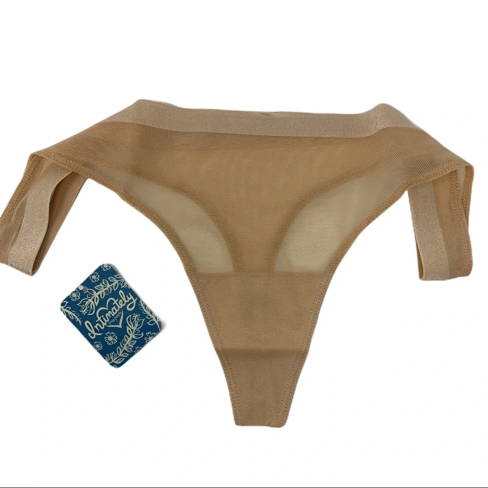 Free People‎ nude sheer Roxanne thong Large new